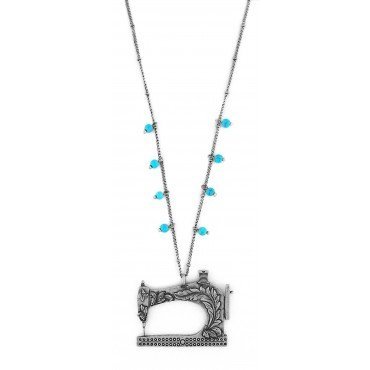 Sewing Machine Pendant Necklace - Silver