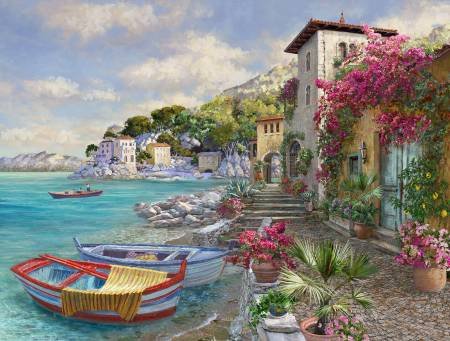 Impressionist Mediterranean Escape 33in x 43in