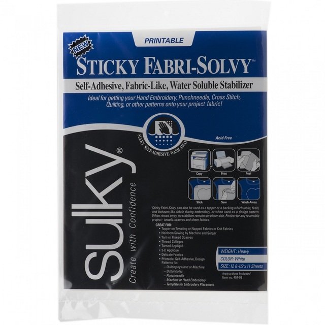 *Fabric Solvy Sticky Printable