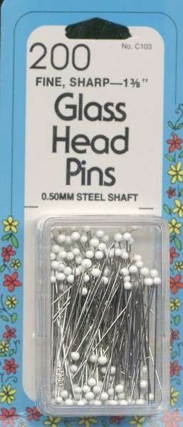 Glass Head Pins 200CT
