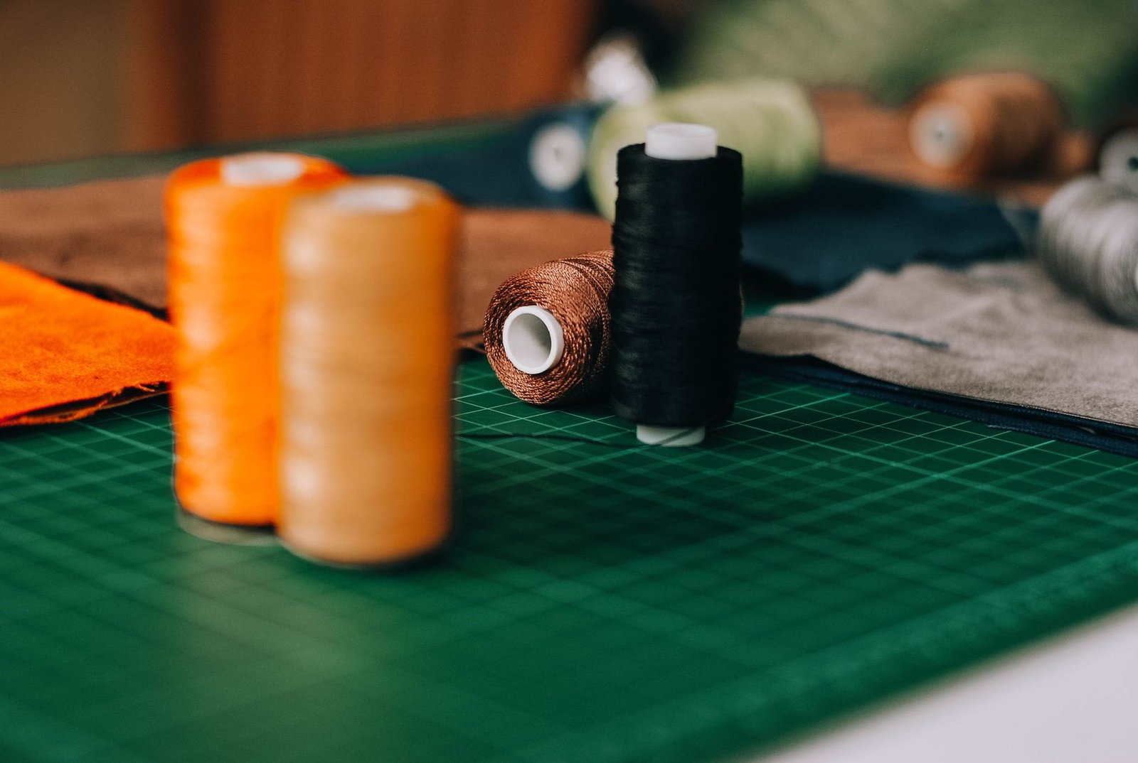 Orange and black fabric bolt chosen for a Halloween sewing pattern